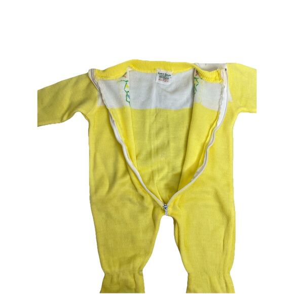 Vintage Soft Spun Baby Infant Yellow One Piece Floral Size 0-3 Months - Picture 5 of 8
